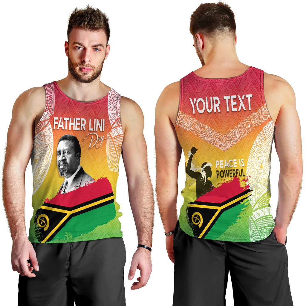 Vanuatu Father Lini Quote Men Tank Top Flag Style - White LT7 - Polynesian Pride