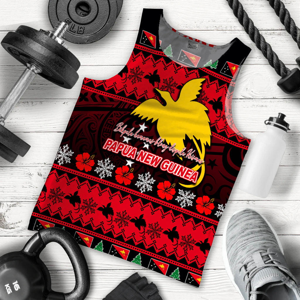Papua New Guinea Christmas Men's Tank Top LT6 Red - Polynesian Pride