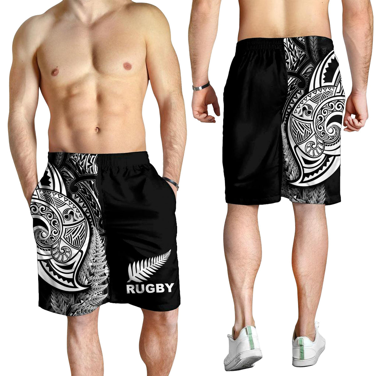 Maori Rugby Men Short Tattoo Mix Fern Leaf LT6 - Polynesian Pride