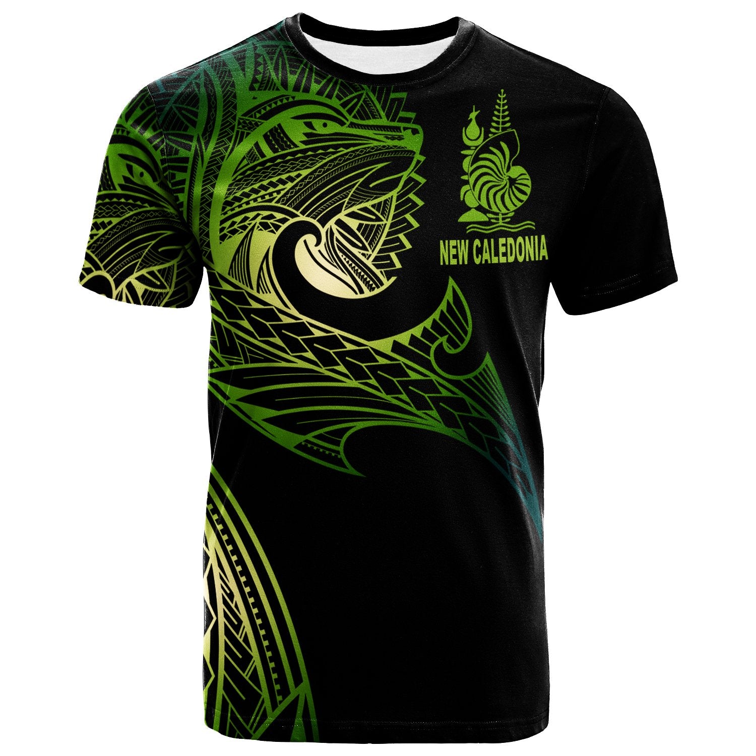 New Caledonia T Shirt Leader Wolf Is You Gradient Color Unisex Black - Polynesian Pride