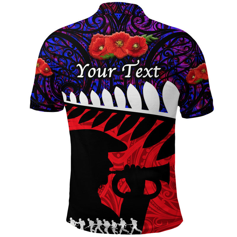 Custom New Zealand Maori ANZAC Polo Shirt Remembrance Soldier Purple LT8 - Polynesian Pride