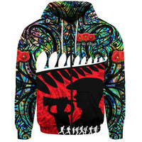 New Zealand Maori ANZAC Hoodie Remembrance Soldier Paua Shell LT8 - Polynesian Pride