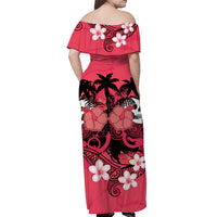 Hawaii Skull Matching Dress and Hawaiian Shirt Mysterious Polynesia and Pink Flowers LT13 - Polynesian Pride