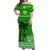 (Custom Personalised) Bula Fiji Off Shoulder Long Dress Fijian Tapa with Palm Tree Green LT13 Women Green - Polynesian Pride