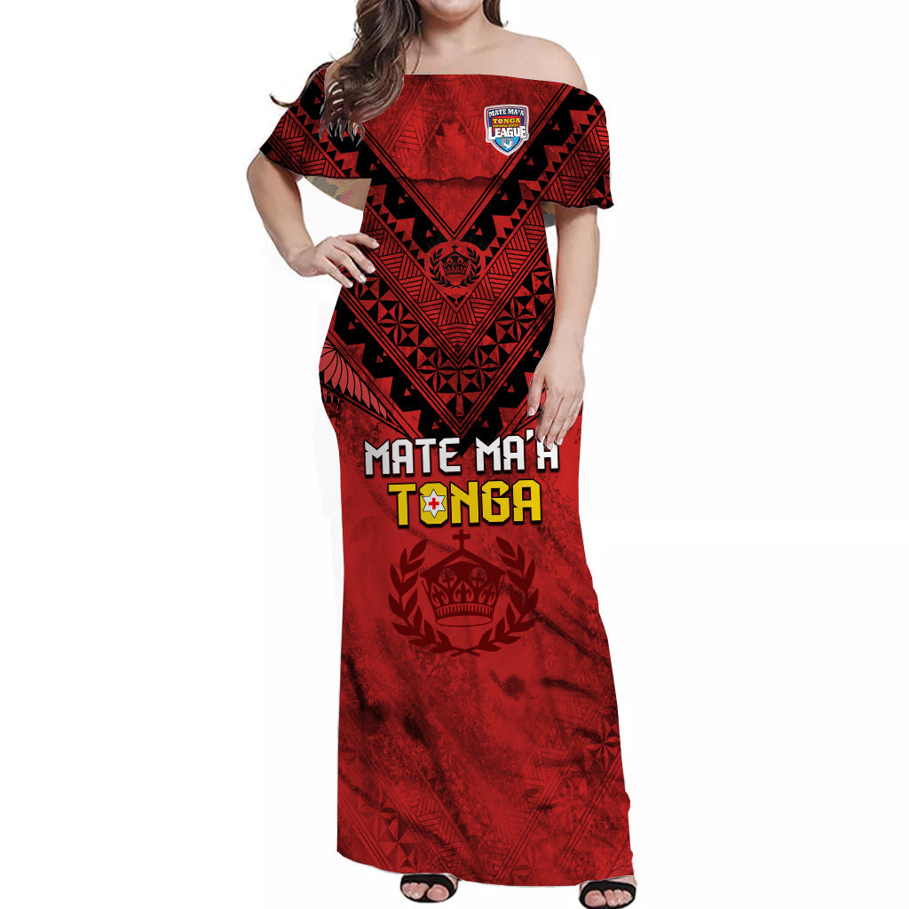 Custom MMT Tonga Rugby Matching Dress and Hawaiian Shirt Ngatu Mate Maa Tonga Grunge LT13 - Polynesian Pride