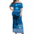 (Custom Personalised) Bula Fiji Off Shoulder Long Dress Fijian Tapa with Palm Tree LT13 Women Blue - Polynesian Pride