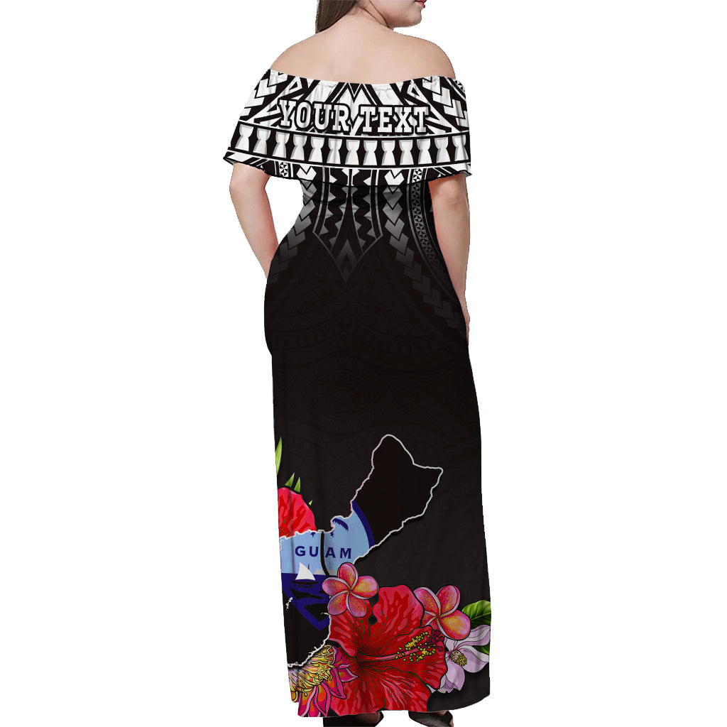 Custom Guam Chamorro Matching Hawaiian Shirt and Dress Guaman Latte Stone Tropical Flowers Black Version LT14 - Polynesian Pride