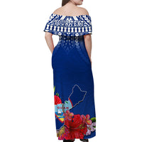 Custom Guam Chamorro Matching Hawaiian Shirt and Dress Guaman Latte Stone Tropical Flowers Blue Version LT14 - Polynesian Pride