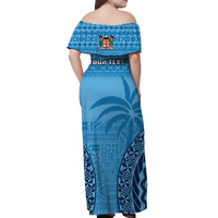 Custom Fiji University Matching Hawaiian Shirt and Dress Fijian Tapa Pattern Blue LT14 - Polynesian Pride
