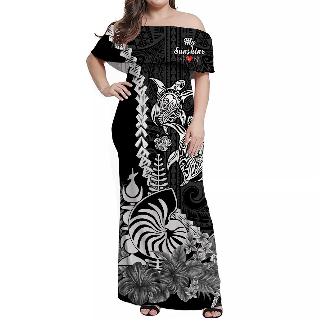 Custom New Caledonia Valentine Couple Matching Dress and Hawaiian Shirt My Sunshine Polynesia Turtle Black LT14 - Polynesian Pride
