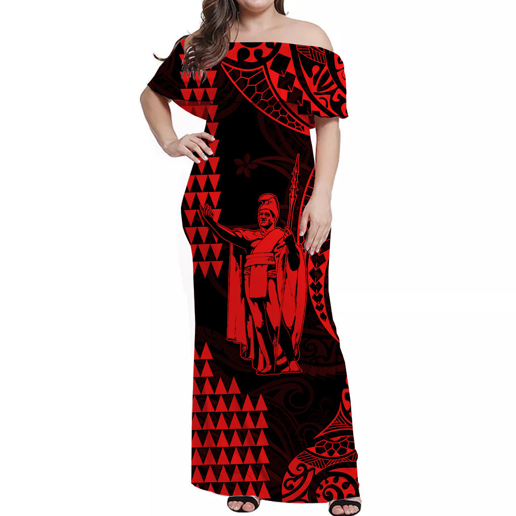 Custom King Kamehameha Matching Hawaiian Outfits For Couples with Polynesian Tribal Red LT13 - Polynesian Pride