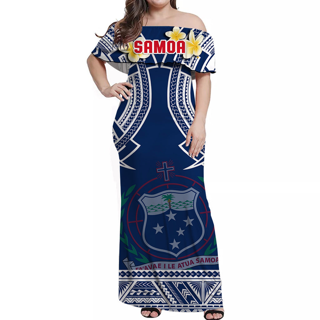Samoa Matching Dress and Hawaiian Shirt Samoan Plumeria Flowers Mix Polynesian Pattern LT14 - Polynesian Pride