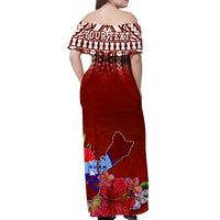 Custom Guam Matching Hawaiian Shirt and Dress Chamorro Guaman Latte Stone Tropical Flowers Red Version LT14 - Polynesian Pride