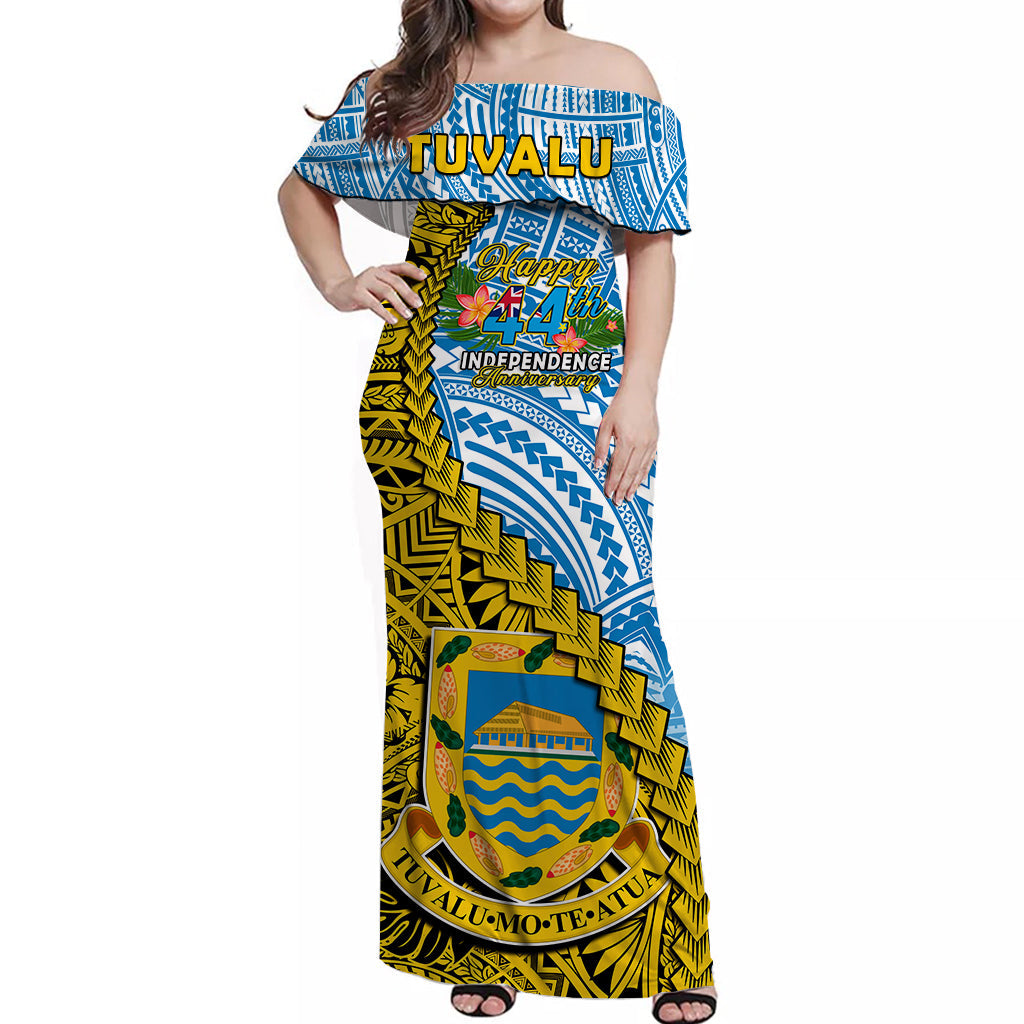 Custom Tuvalu 1978 Matching Dress and Hawaiian Shirt Happy 44th Independence Anniversary Polynesian Pattern LT14 - Polynesian Pride