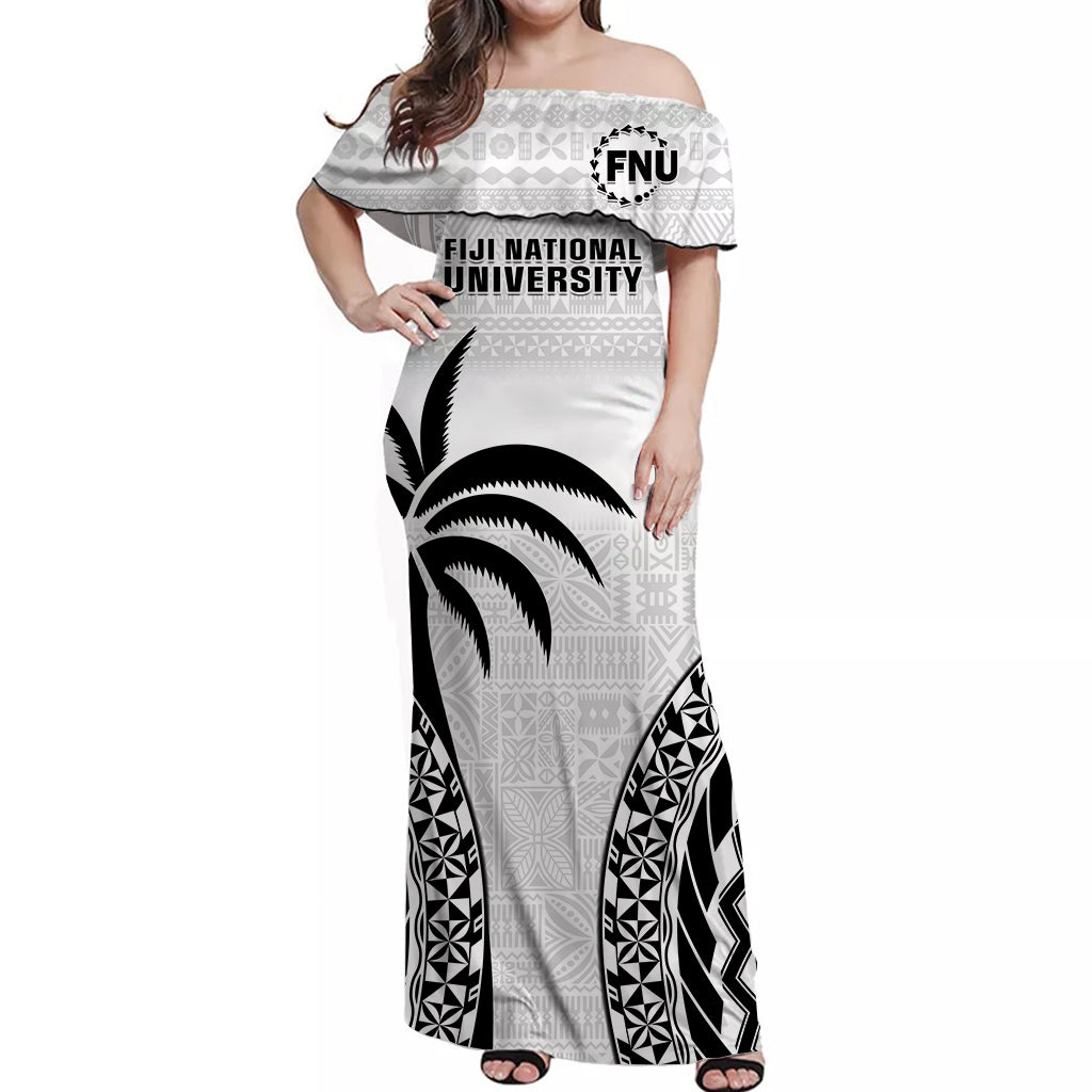 Custom Fiji University Matching Hawaiian Shirt and Dress Fijian Tapa Pattern White LT14 - Polynesian Pride