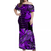 Custom Hawaii Monk Seal Matching Dress and Hawaiian Shirt Kakau with Kanaka Purple LT14 - Polynesian Pride