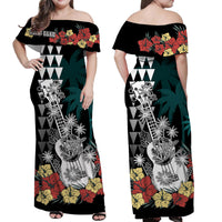 Custom Polynesian Matching Hawaiian Outfits For Couples Hawaii Ukulele Vintage Black Version LT9 - Polynesian Pride
