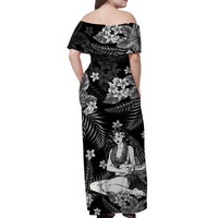 Polynesian Couple Outfits Hawaii Summer Colorful Hula Girl Matching Dress and Hawaiian Shirt Grey LT6 - Polynesian Pride