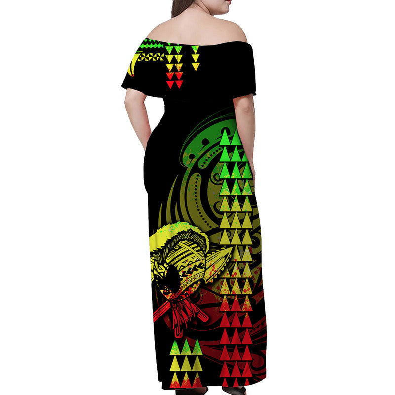 Polynesian Couple Outfits Hawaii Kakau Matching Dress and Hawaiian Shirt Polynesian Warrior Reggage LT6 - Polynesian Pride
