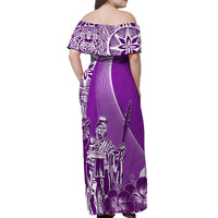 Hawaiian King Kamehameha Off Shoulder Long Dress Vibe Purple Style LT6 - Polynesian Pride