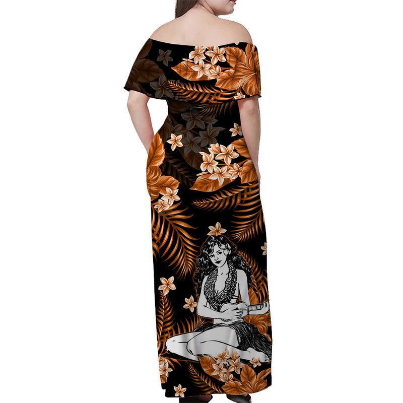 Hawaii Summer Colorful Hula Girl Matching Dress and Hawaiian Shirt Orange LT6 - Polynesian Pride