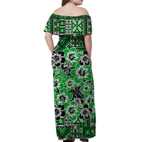 Fiji Hibiscus Festival Matching Hawaiian Shirt and Dress Green LT6 - Polynesian Pride