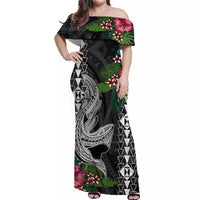 Polynesian Couple Outfits Hawaii Kakau Matching Dress and Hawaiian Shirt Mix Sharks Polynesian Hibiscus LT6 - Polynesian Pride