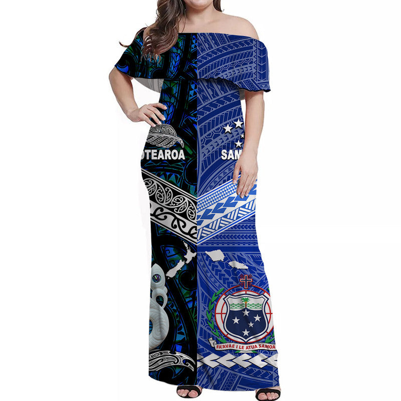 Polynesian Matching Hawaiian Shirt and Dress Samoa New Zealand Together Blue LT8 - Polynesian Pride