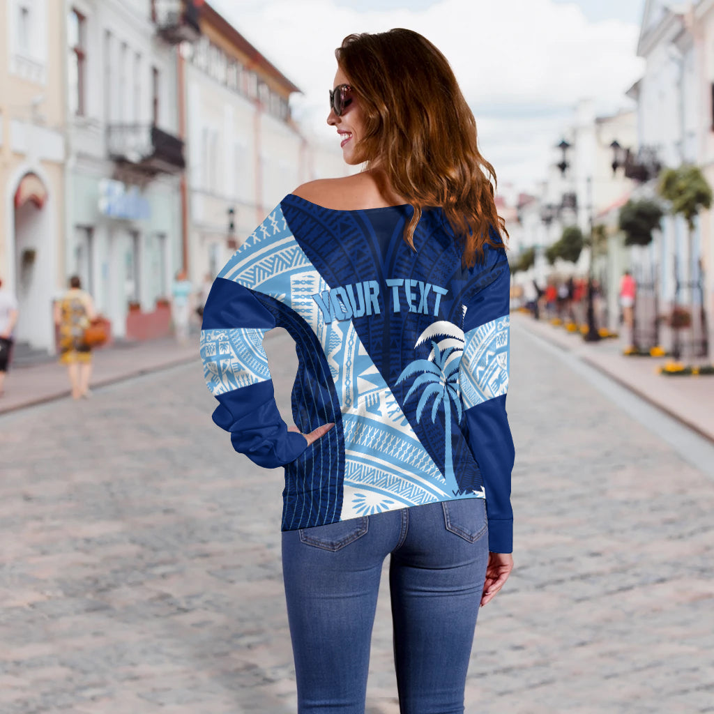 Personalised Fiji Sevens Off Shoulder Sweater Kaiviti Kesakesa LT7 - Polynesian Pride