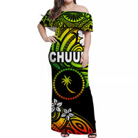 FSM Chuuk Off Shoulder Long Dress Unique Vibes - Reggae LT8 - Polynesian Pride