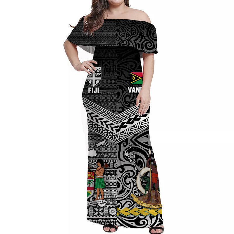 Vanuatu Polynesian Matching Hawaiian Shirt and Dress Together Black LT8 - Polynesian Pride