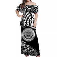 FSM Off Shoulder Long Dress Unique Vibes - Black LT8 - Polynesian Pride