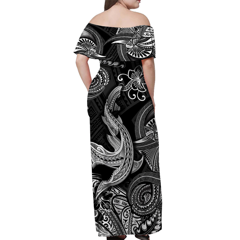 Hawaii Angry Shark Polynesian Matching Dress and Hawaiian Shirt Matching Couples Outfit Unique Style Black LT8 - Polynesian Pride