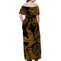Hawaii Angry Shark Polynesian Matching Dress and Hawaiian Shirt Matching Couples Outfit Unique Style Gold LT8 - Polynesian Pride