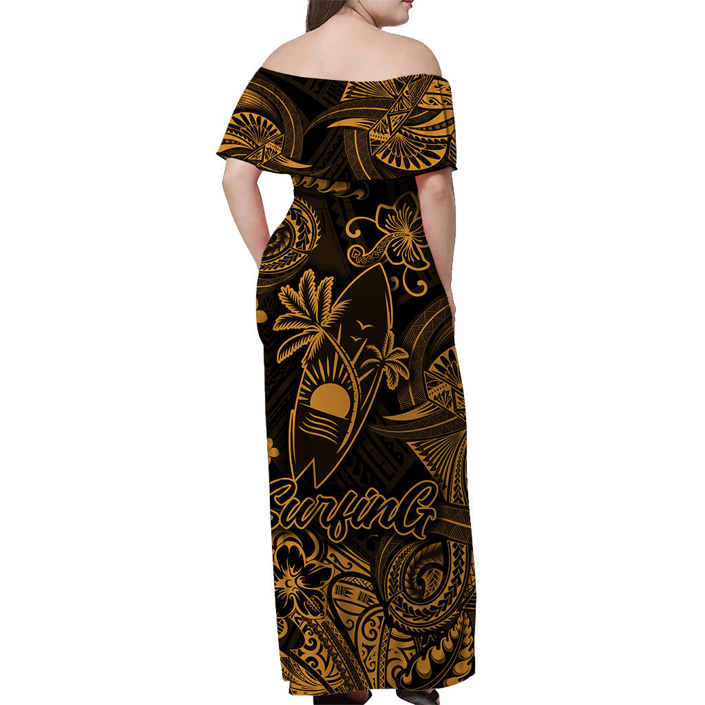 Hawaii Surfing Polynesian Matching Dress and Hawaiian Shirt Matching Couples Outfit Unique Style Gold LT8 - Polynesian Pride