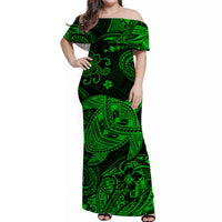 Hawaii Turtle Polynesian Matching Dress and Hawaiian Shirt Matching Couples Outfit Plumeria Flower Unique Style Green LT8 No Shirt Green - Polynesian Pride