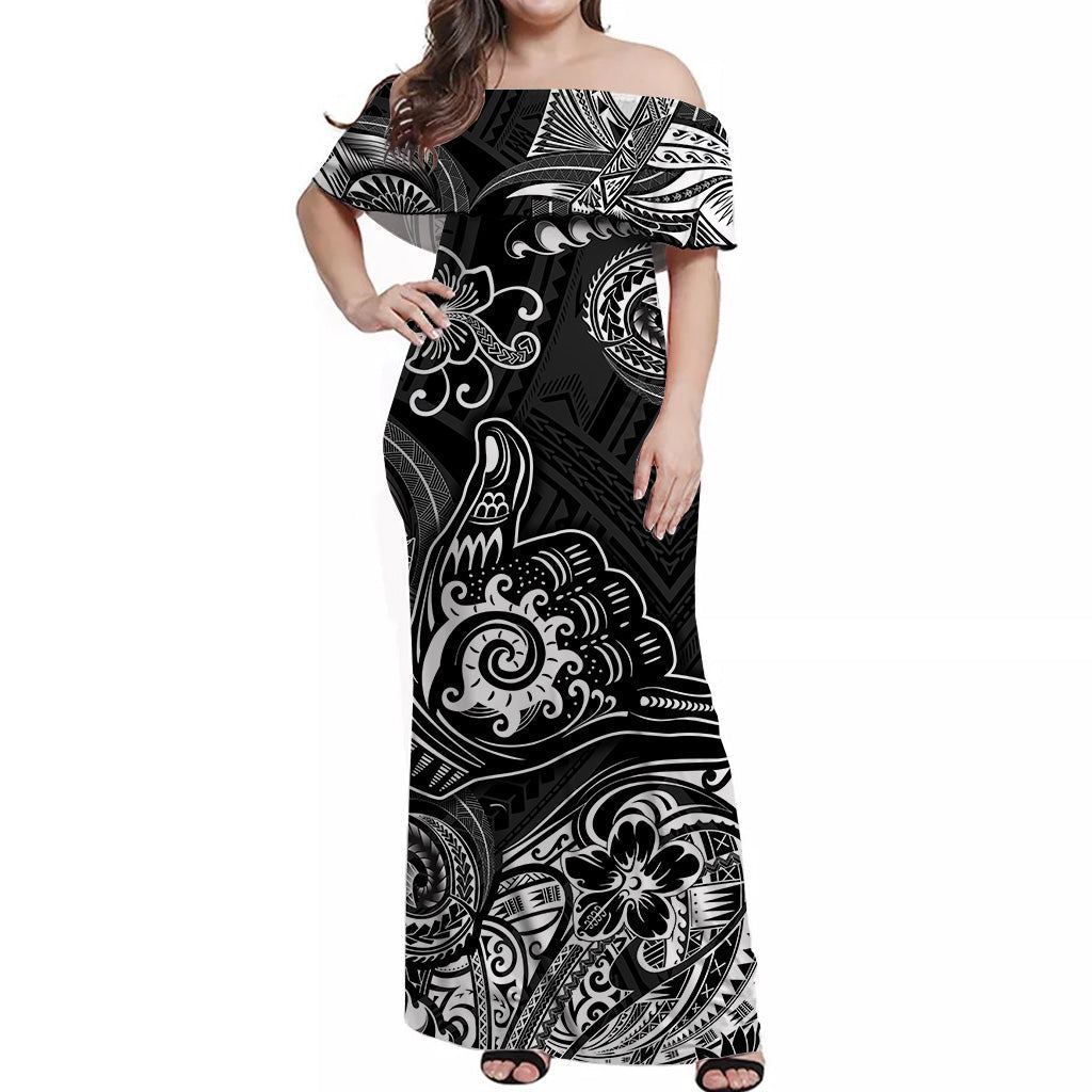 Hawaii Shaka Polynesian Matching Dress and Hawaiian Shirt Matching Couples Outfit Unique Style Black LT8 - Polynesian Pride