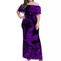 Hawaii Angry Shark Polynesian Matching Dress and Hawaiian Shirt Matching Couples Outfit Unique Style Purple LT8 No Shirt Purple - Polynesian Pride