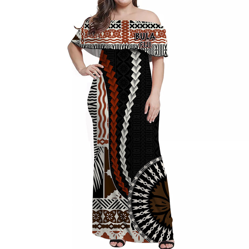 Custom Bula Fiji Matching Hawaiian Shirt and Dress Masi Tapa Patterns Style LT6 No Shirt Art - Polynesian Pride