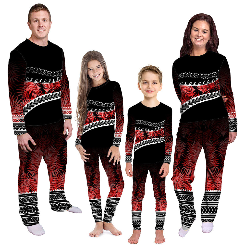 Polynesian Pattern Pajama Set Palm Style - Red LT7 - Polynesian Pride