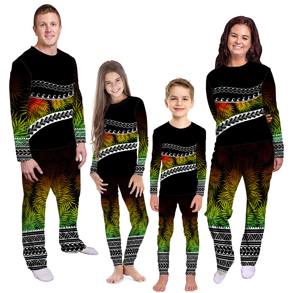 Polynesian Pattern Pajama Set Palm Style - Reggae LT7 - Polynesian Pride