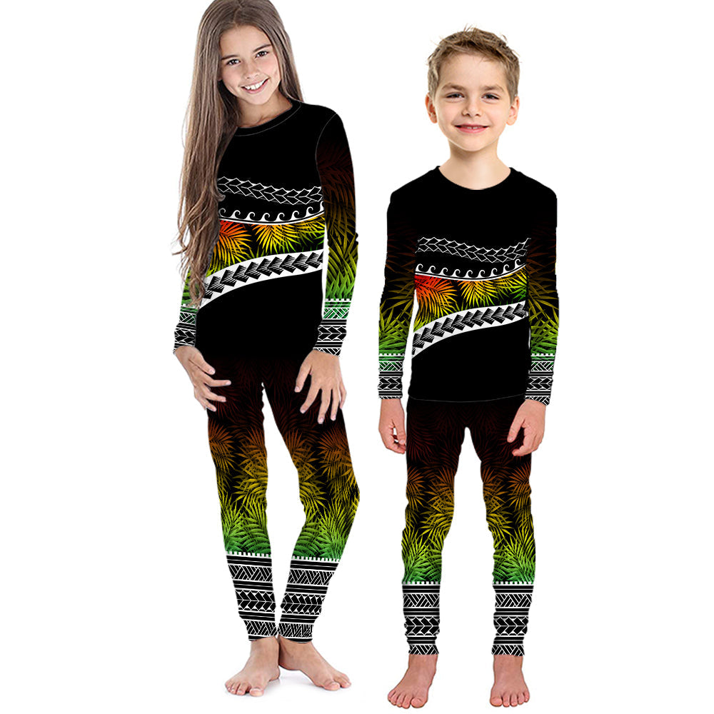 Polynesian Pattern Pajama Set KID Palm Style - Reggae LT7 Reggae - Polynesian Pride