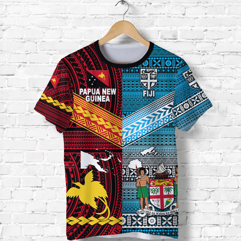 Papua New Guinea Polynesian And Fiji Tapa Together T Shirt Bright Color LT8 - Polynesian Pride