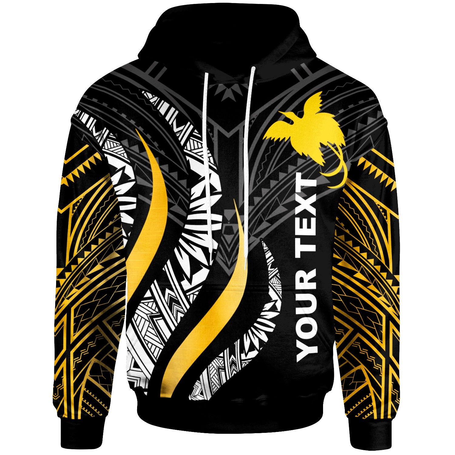 Papua New Guinea Custom Hoodie Papua New Guinea Strong Fire Pattern Gold Unisex Gold - Polynesian Pride