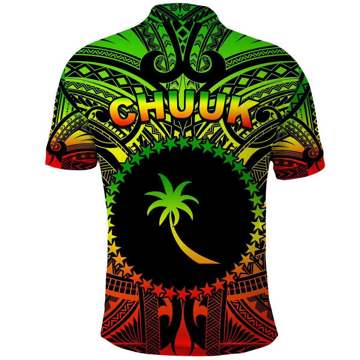 Chuuk Flag Polo Shirt Micronesia Style Reggae LT13 - Polynesian Pride