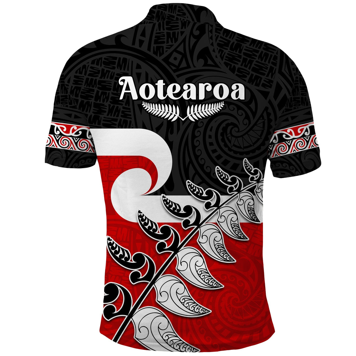 Custom Waitangi Polo Shirt Aotearoa Maori Pattern Mix Fern and Manaia Koru LT13 - Polynesian Pride