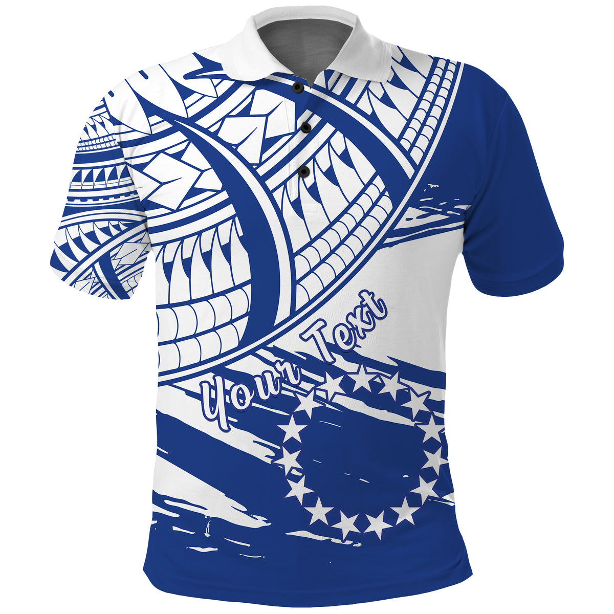 Cook Islands Custom Polo Shirt Cook Islands Flag Style Blue With Claw Pattern LT13 Unisex Blue - Polynesian Pride