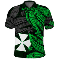 (Custom Text and Number) Wallis and Futuna Polo Shirt Enjoy Polynesian Flowers Version Green LT13 - Polynesian Pride