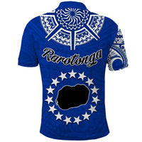 Rarotonga Cook Islands Polo Shirt Turtle and Map Style Blue LT13 - Polynesian Pride