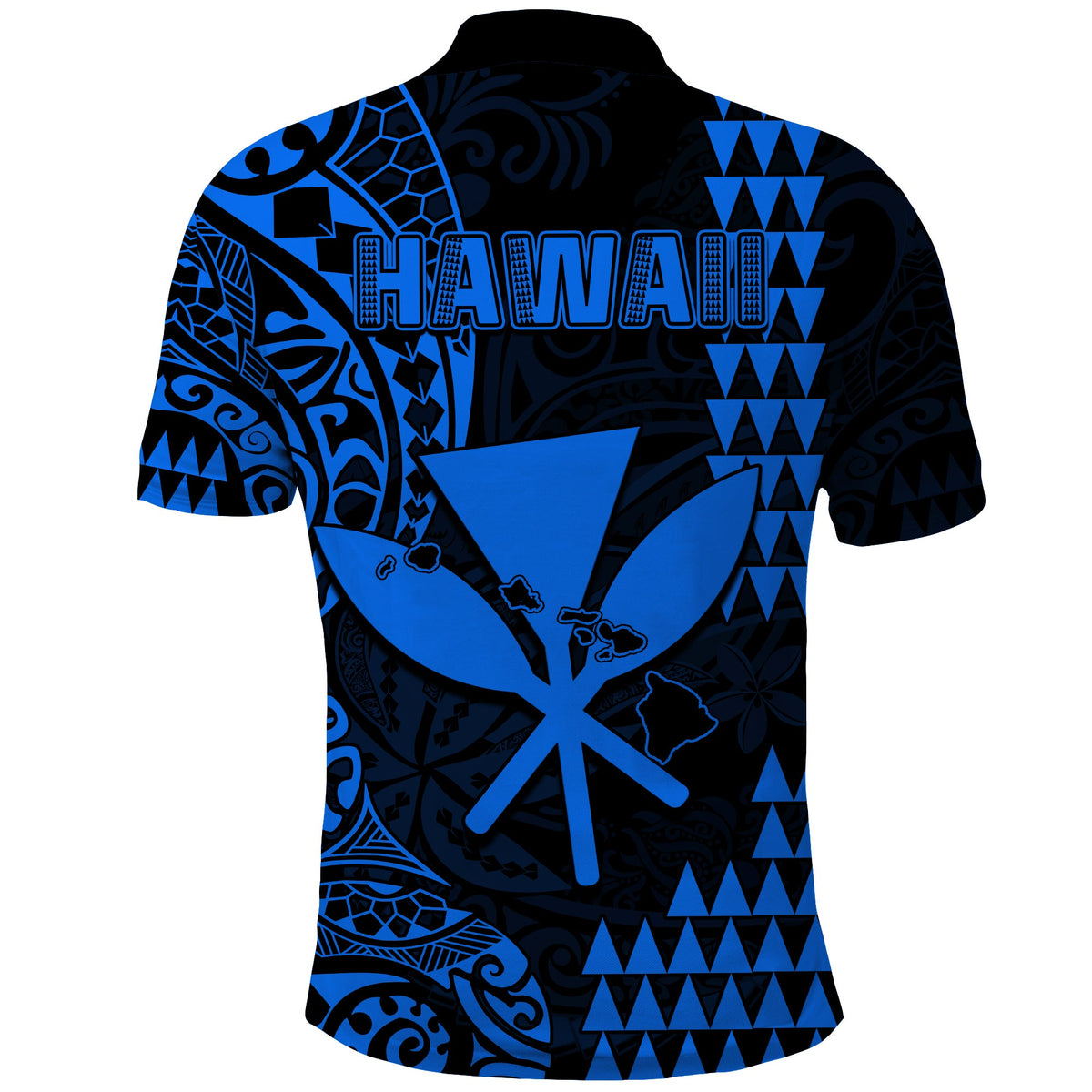Hawaii Day Kakau Polo Shirt Proud To Be Hawaiian Blue King Kamehameha and Kanaka Maoli LT13 - Polynesian Pride